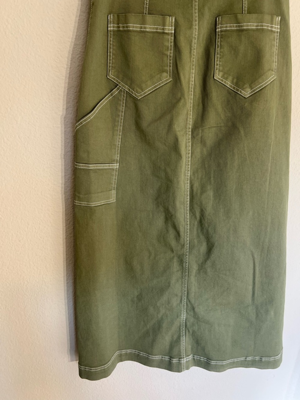 NWT Anthropologie Pilcro Carpenter Maxi skirt moss green utility cargo sz 6 - Picture 12 of 14